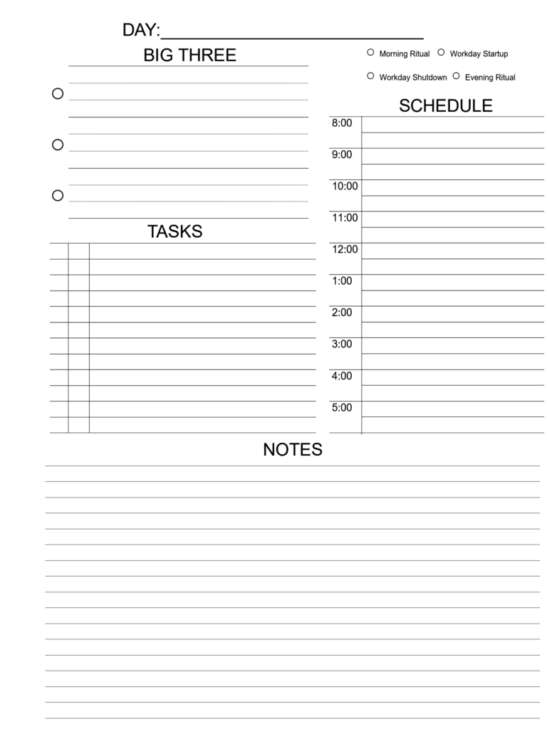 2024 Daily Productivity Planner for reMarkable 2 PDF Template