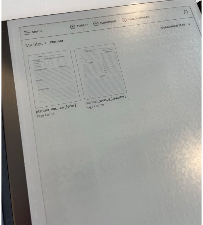 Photo of both files on the Remarkable 2 in a folder